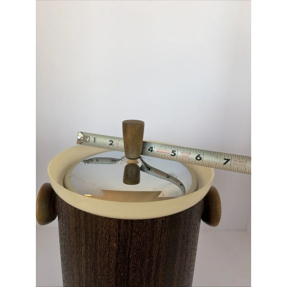 Kromex Mid Century Modern MCM Wood look Chrome Ice Bucket Vintage 11 1/2